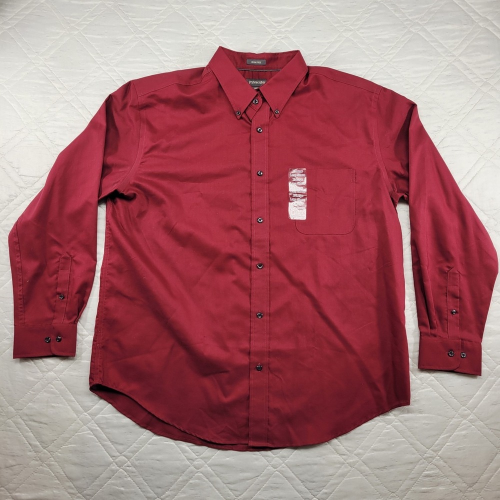 St Johns Bay burgundy Iron Free long sleeve dress shirt size XL nwt
